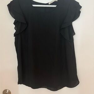 Dex Black Ruffled Sleeveless Blouse